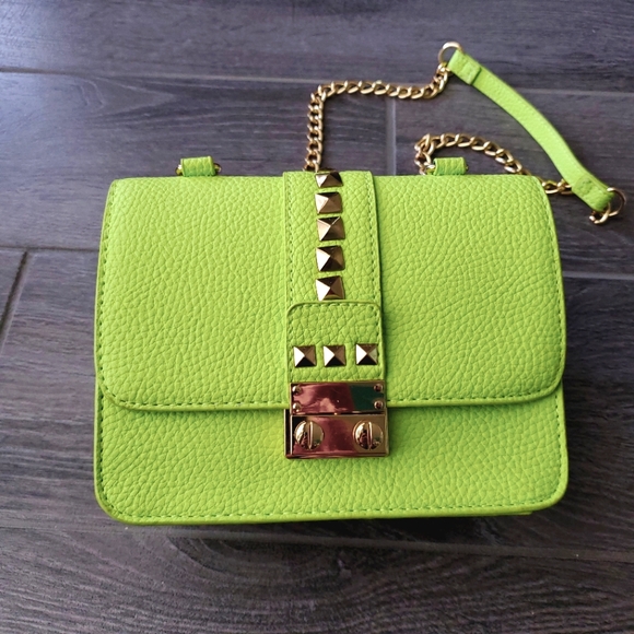 BCBG Neon Green & Gold  Crossbody Bag - Picture 4 of 9